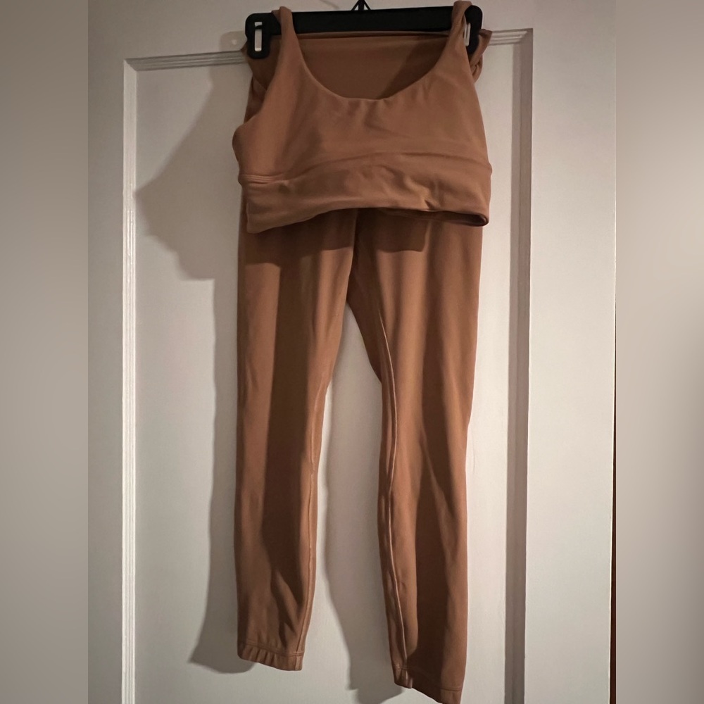 lululemon athletica Tan Leggings & Sports Bra Set